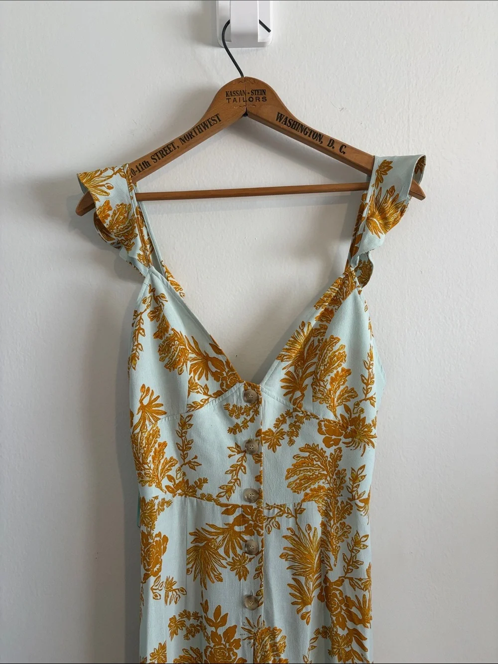 NWT Free People White Jumpsuit with Mustard Floral Print